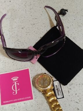 Juicy Couture Gold Tone Swarovski Crystal Accent Women's Watch w/Multicolor Dial